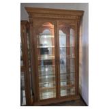 Oak Lighted Curio Cabinet  6 Glass Shelves