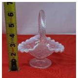 Vintage Fenton Pink Iridescent Basket Beautiful