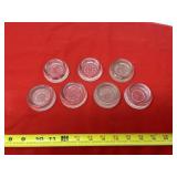 vintage glass furniture coasters or caster cups