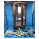 Small Curio Cabinet with Mini Tea Sets, Mini Wine