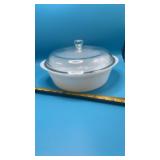 Glasbake casserole dish with a lid, identified in