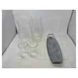 vintage glass and chrome serving set, likely