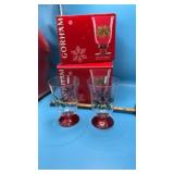 8-Gorham Festive Holly water goblets, which