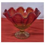 Antique Amberina Art Footed Glass Vase Simplicity