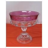 Tiffin Kings Crown Thumbprint Ruby Red Pedestal