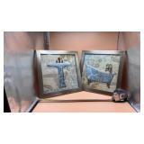 Bathroom -themed wall art set features two