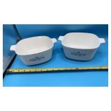 2-Corning Ware casserole dishes featuring the