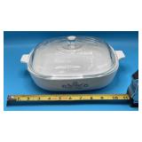 CorningWare casserole dish featuring the iconic