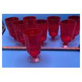 8-Morgantown Crinkle Ruby Red Glass Water Goblet,