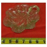 Vtg Uranium Depression Glass Cabbage Leaf Candy