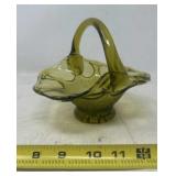 avocado green glass basket,