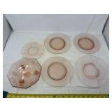 Arcoroc France Rosaline pink swirl glass.