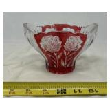 Anna Hutte Ruby Red and Clear crystal candy dish