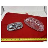 collectible cut crystal dish and a covered silver
