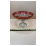 Tiffin Franciscan Kings Crown Compote Bowl: Red