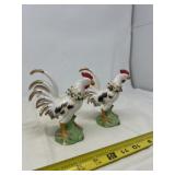 vintage ceramic fighting cock figurines,