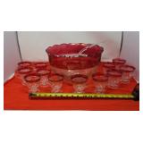 Vintage Indiana Glass Kings Crown Ruby Punch Bowl