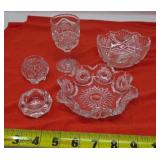 Cut Glass Salt Cellars, Candy Dish &