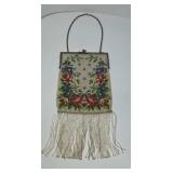 1920s Rose Floral glass beaded purse