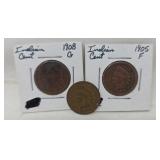 3 Indian Head pennies
