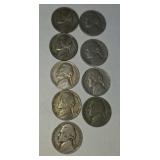 9 nickels all from the 1940s