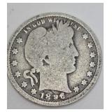 1896 silver Barber quarter
