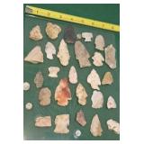 Indian artifacts glued on glass