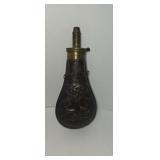 Civil War era copper and brass powder flask