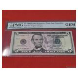 2009 $5.00 Federal Reserve San Francisco Note
