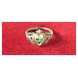 Sterling  ring with emeralds and diamond 3.86