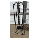 5-piece wrought iron fireplace tool set with an