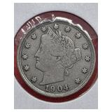 1904 Liberty Nickel With Cents