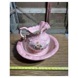 pink floral pitcher and wash basin set