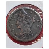 1851 Braided Hair One Cent