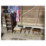 Wooden cabinet and 3 wooden step stools14 1/2 x