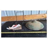 Green enamel shade, Candle Decor, wrought iron