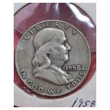 1958-D Franklin Silver Half Dollar