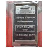 NTR Metals 10 Oz. TROY .999 Fine Silver Bar