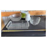 Small Crock, Canister, Glass Bowls, Casserole