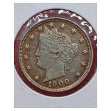 1900 Liberty Nickel With Cents