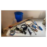 Paint supplies, paint brushes, tape, rollers,