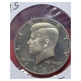 1987-S Proof Kennedy half dollar