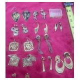 Gold tone earrings, 11 pairs