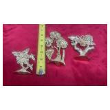 Three metal earring holder trees butterfly has