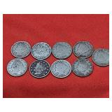 1907, 1909, 1911 Liberty Nickels  With Cents