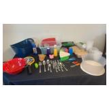 Flatware, bug zapper strainer, plastic storage