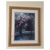 25.5 x 31.5 framed tranquil garden scene.