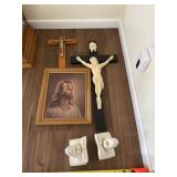 Jesus on the cross, picture and praying hands