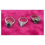 Gold toe earrings with rhinestones 18 karat