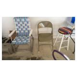 Pulling lawn chair, folding metal chair, stool